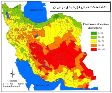میزان تابش نور خورشید در ایران